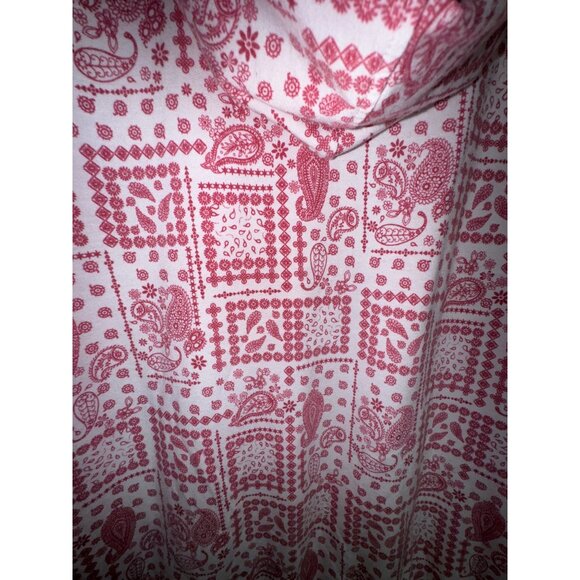 Jane & Delancey L Red & White Paisley Print Hoodie With Kangaroo Pockets Hippie - Picture 6 of 7